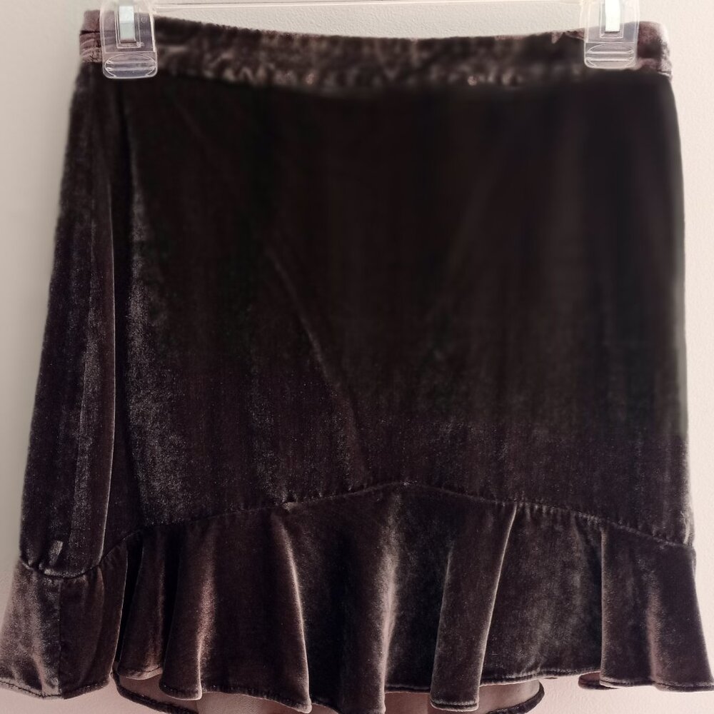 'MADEWELL' Velvet Flutter Skirt Gun metal Gray Lined Size 00 EUC